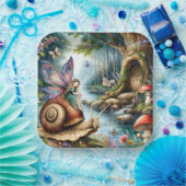 Fairy Land met schattige slak en vlinders Papieren Bordje (Feest)