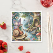 Fairy Land met schattige slak en vlinders Servet (Insitu)