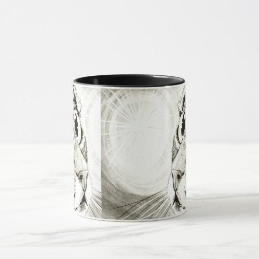 Fairy Light Tabby Cat Black and White Art Mok (Midden)