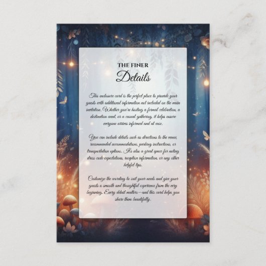 Fairy Lights and Moonlit Forest Magic Wedding Informatiekaartje (Voorkant)