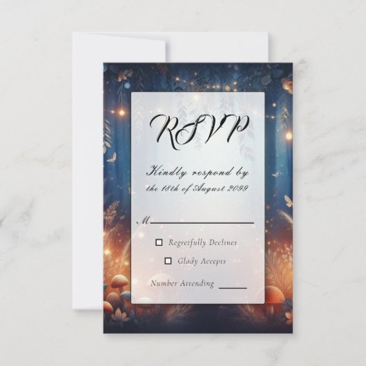  Fairy Lights and Moonlit Forest Magic Wedding RSVP Kaartje (Voorkant)