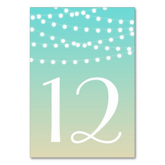 Fairy Lights | Beach Ombre Table Numbers Card Kaart (Voorkant)