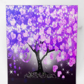 Fairy Lights Elegant Plum Pink Heart Weddenschap Drieluik Uitnodiging (Binnenzijde eerst)