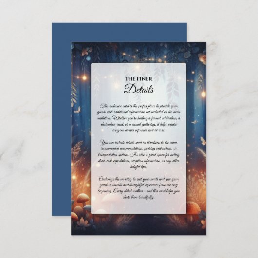 Fairy Lights en Moonlit Forest Magic Wedding Informatiekaartje (Voorkant / Achterkant)