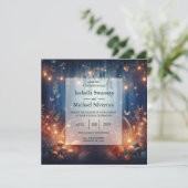 Fairy Lights en Moonlit Forest Magic Wedding Kaart (Staand voorkant)