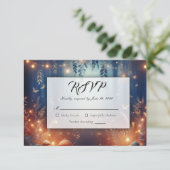 Fairy Lights en Moonlit Forest Magic Wedding RSVP Kaartje (Staand voorkant)