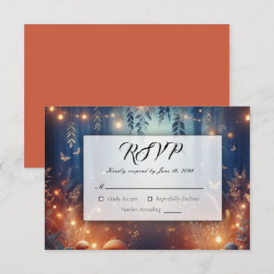 Fairy Lights en Moonlit Forest Magic Wedding RSVP Kaartje