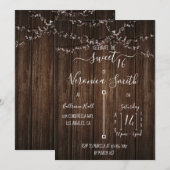 Fairy Lights en Wood Sweet 16 Uitnodiging (Voorkant / Achterkant)