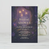Fairy Lights Enchanted Forest Purple Bridal Shower Kaart (Staand voorkant)