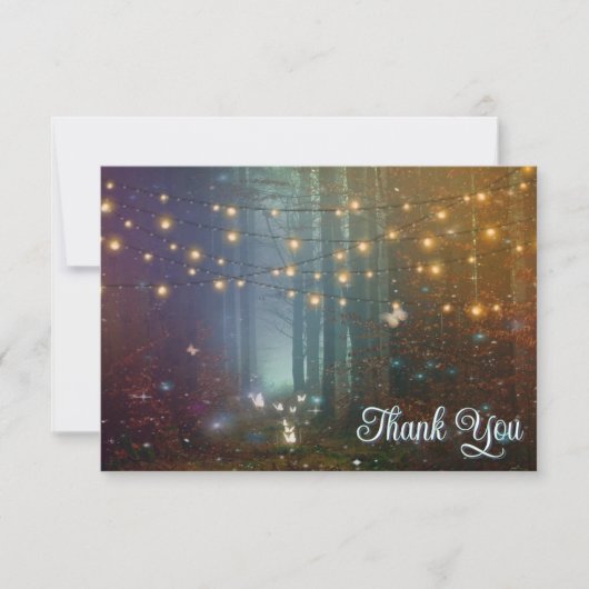 Fairy Lights Fantasy Enchanted Forest Wedding Bedankkaart (Voorkant)