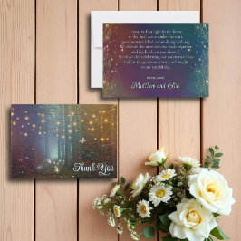 Fairy Lights Fantasy Enchanted Forest Wedding Bedankkaart