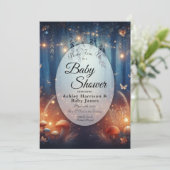 Fairy Lights in a Moonlit Forest Baby Shower Kaart (Staand voorkant)