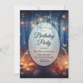 Fairy Lights in a Moonlit Forest Birthday Party Kaart (Voorkant)