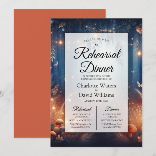 Fairy Lights in een maanverlichte bos repetitie di Kaart (Voorkant / Achterkant)