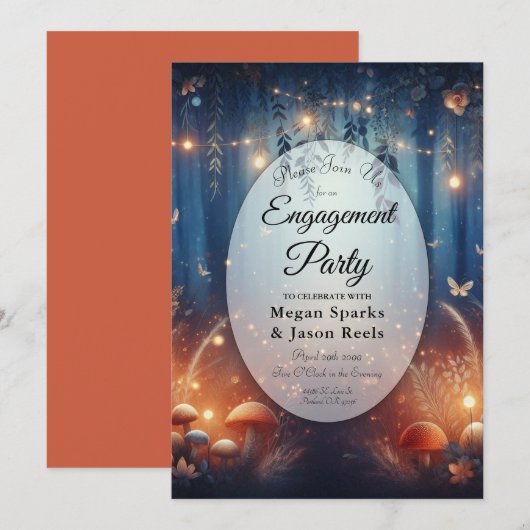 Fairy Lights in een Moonlit Forest Engagement Part Kaart (Voorkant / Achterkant)