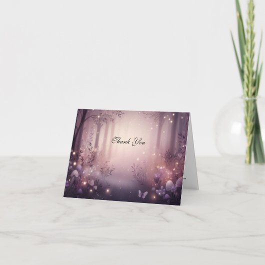 Fairy Lights in Woodland Glow Wedding Bedankkaart (Voorkant)