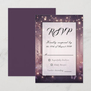 Fairy Lights in Woodland Glow Wedding RSVP Kaartje
