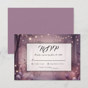 Fairy Lights in Woodland Glow Wedding RSVP Kaartje