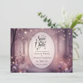 Fairy Lights in Woodland Glow Wedding Save The Date (Staand voorkant)