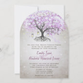 Fairy Lights Mason Jar Lavender Leaf Tree Wedding Kaart (Voorkant)