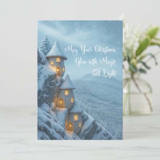 Fairy Lights on the Winter Cliffs Feestdagenkaart (Staand voorkant)