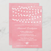 Fairy Lights Pink Birthday Party Invitation Kaart (Voorkant / Achterkant)