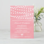 Fairy Lights Pink Graduparty Invitation Kaart (Staand voorkant)