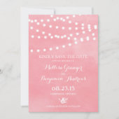 Fairy Lights Roze Waterverf bruiloft Save the Date Kaart (Voorkant)