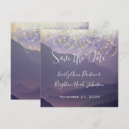 Fairy Lights Violet Paarse bruiloft Save the Date Kaart