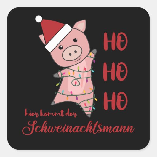 Fairy Lights voor de kerstmis van VarkensSanta Pig Vierkante Sticker (Voorkant)