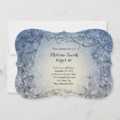 Fairy Lights Whimsy Blue Birthday Party Invitation Kaart (Voorkant)