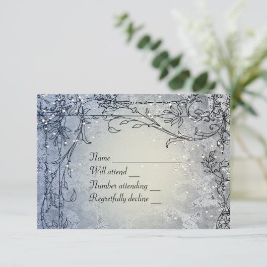 Fairy Lights Whimsy Blue RSVP (Staand voorkant)