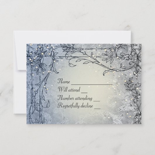 Fairy Lights Whimsy Blue RSVP Kaartje (Voorkant)