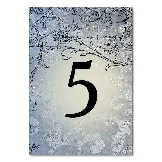 Fairy Lights Whimsy Blue Table Number Kaart (Achterkant)