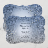 Fairy Lights Whimsy Blue verjaardagsfeest uitnodig Kaart (Voorkant / Achterkant)