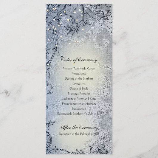 Fairy Lights Whimsy Blue Wedding Programma Programmakaart (Achterkant)