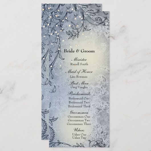 Fairy Lights Whimsy Blue Wedding Programma Programmakaart (Voorkant / Achterkant)