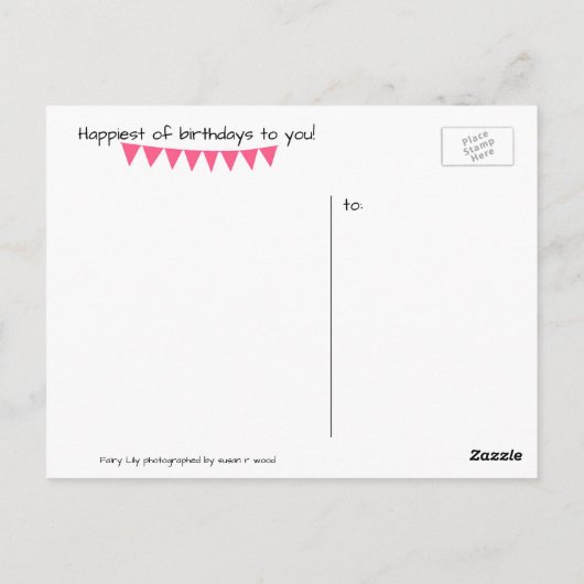 Fairy Lily Birthday Wishes Briefkaart (Achterkant)