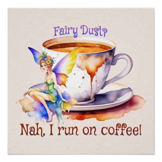 Fairy loopt op koffie perfect poster (Voorkant)