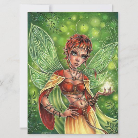Fairy Magic Fantasy Forest Wings Vrouw Art Kaart (Voorkant)