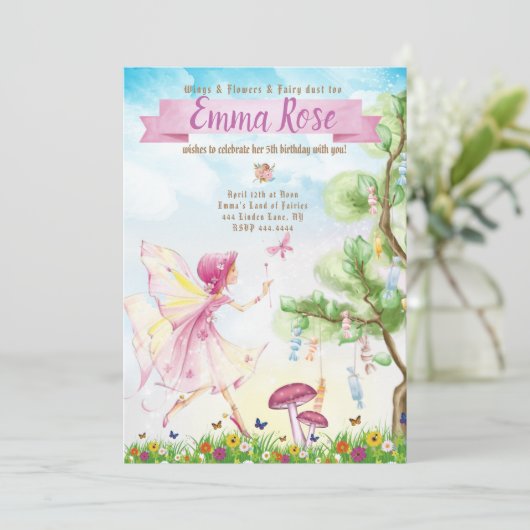 Fairy Magic verjaardagsfeestje Kaart (Staand voorkant)