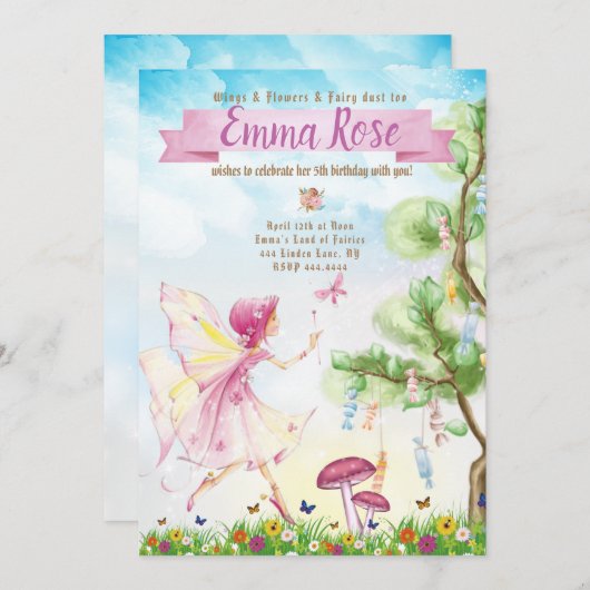 Fairy Magic verjaardagsfeestje Kaart (Voorkant / Achterkant)
