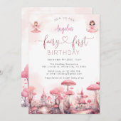 Fairy Magical First Birthday Party Uitnodiging (Voorkant / Achterkant)