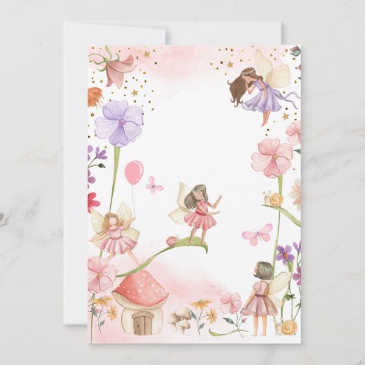 Fairy Magical Forest Garden Girl eerste verjaardag Kaart (Achterkant)