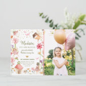 Fairy Magical Forest Garden Girl eerste verjaardag Kaart (Staand voorkant)