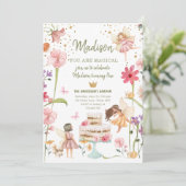 Fairy Magical Forest Garden Girl eerste verjaardag Kaart (Staand voorkant)