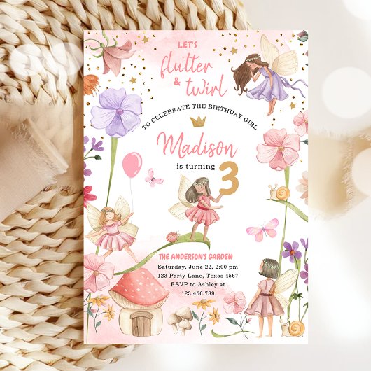 Fairy Magical Forest Garden Girl Fairy Birthday in Kaart