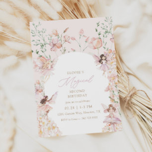 Fairy Magisch Roze Bloemen Meisjes Verjaardag Kaart