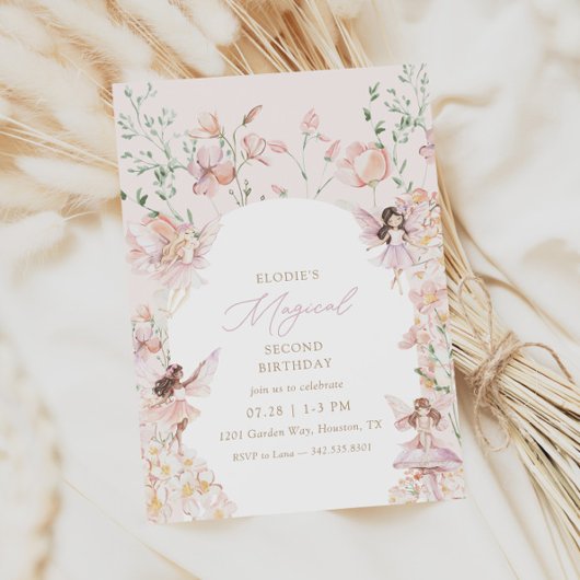 Fairy Magisch Roze Bloemen Meisjes Verjaardag Kaart