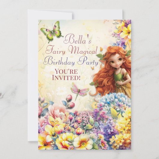 Fairy Magische Verjaardagsfeestuitnodiging Kaart (Voorkant)